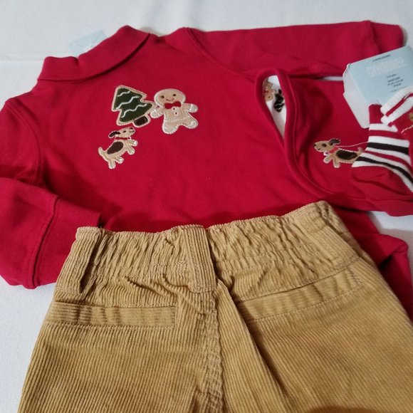 Gymboree 3-6 Month Gingerbread Boy Pants, Bodysuit, bib & 0-3 socks Outfit NWT - Picture 7 of 8